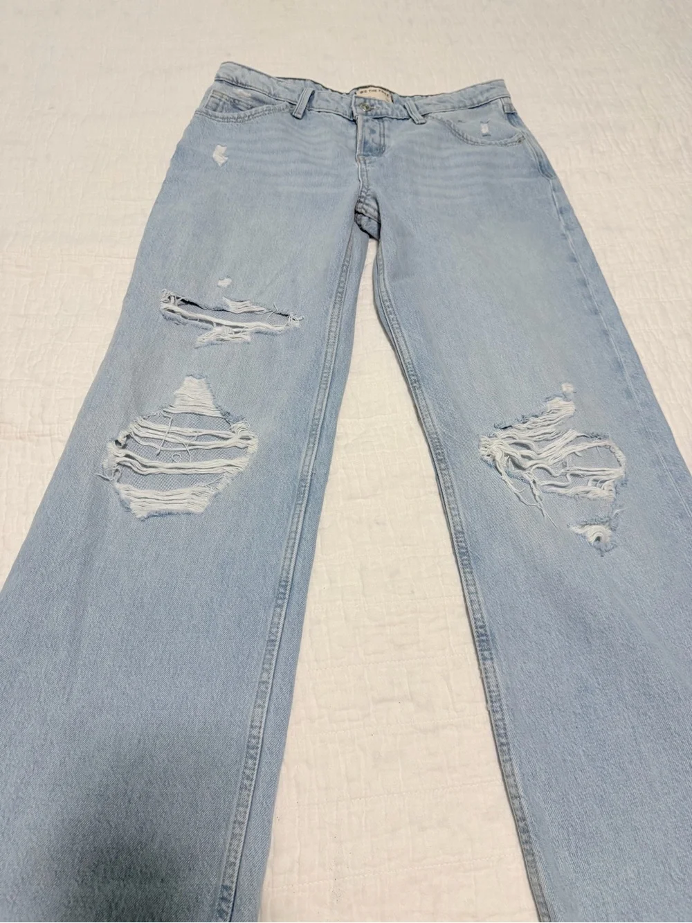 Free People Women's Tennessee Low-Rise Boyfriend Jeans Y2K grunge wide leg 29